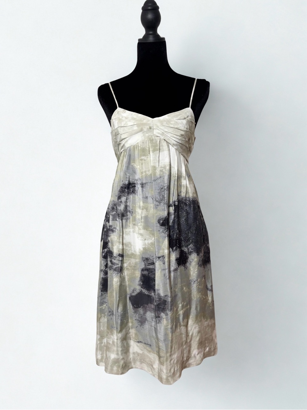 Fei Anthropologie Watercolor Babydoll Dress Euro Sculptural Sage Green Size 0